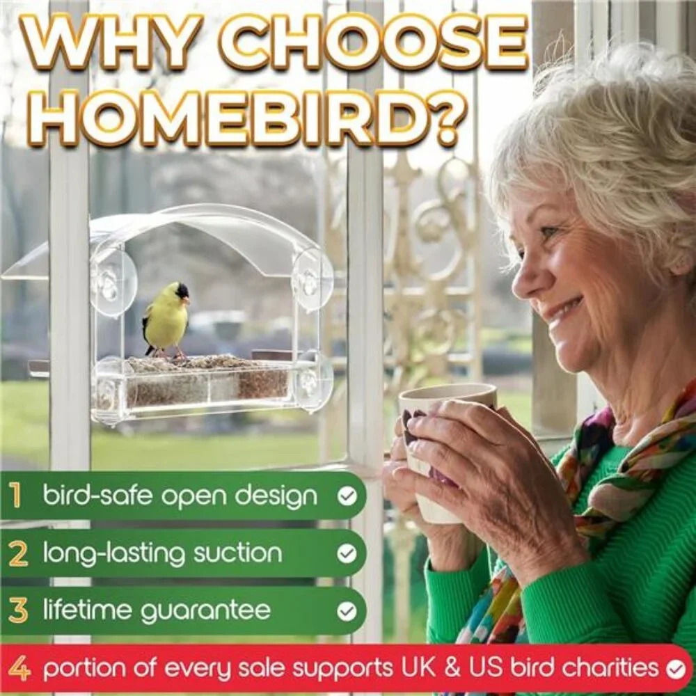 Window Bird Feeder with Strong Suction Cups - (Upgraded 2025 Model) Clear